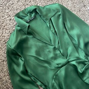 Green Zara mini satin dress size XS